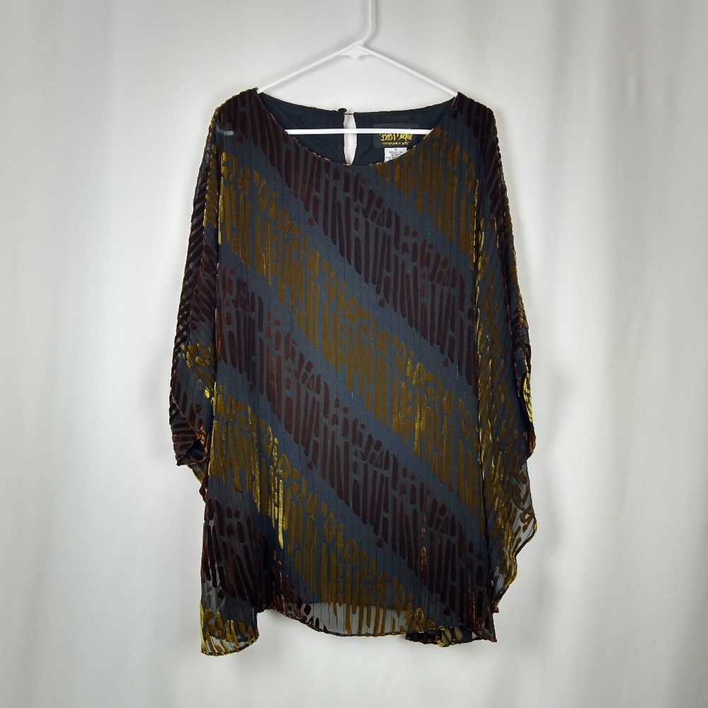 Vintage Bob Mackie Silk Caftan Tunic Top 1X Plus